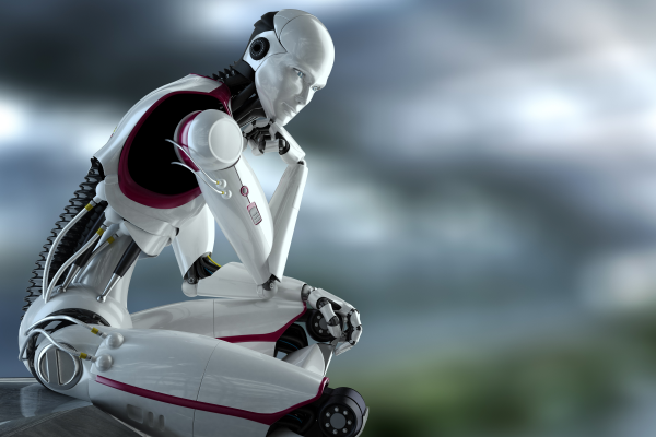 Robot AI contemplating the future