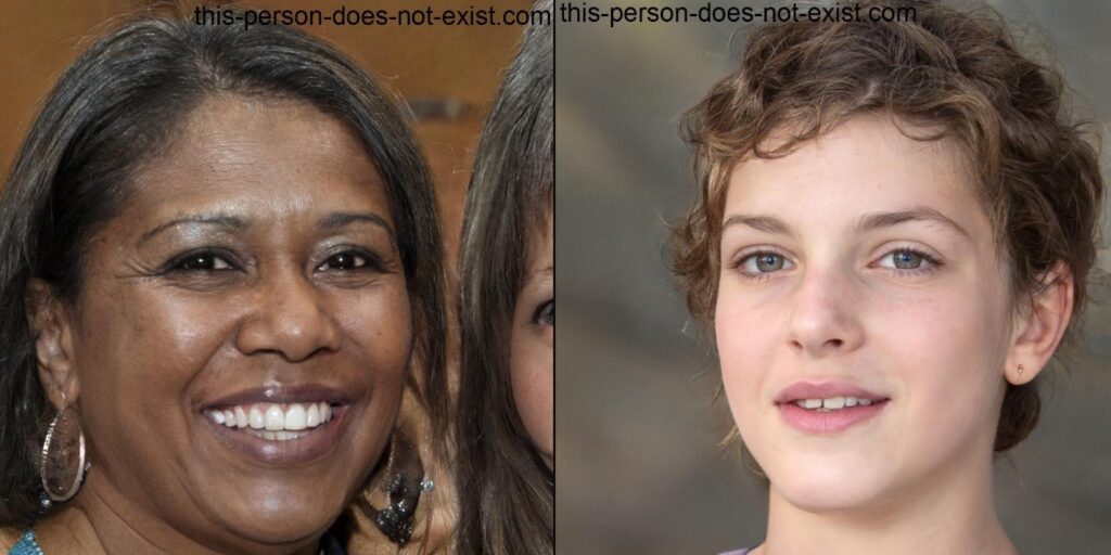 The results when AI is asked to produce a caucasian face and a black person's face.